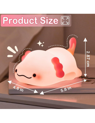 Luz Nocturna Axolote Lettreq Recargable 14.66cm para Niños