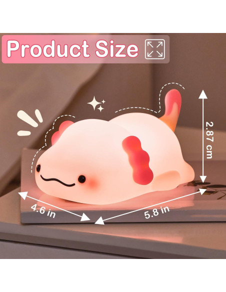 Luz Nocturna Axolote Lettreq Recargable 14.66cm para Niños