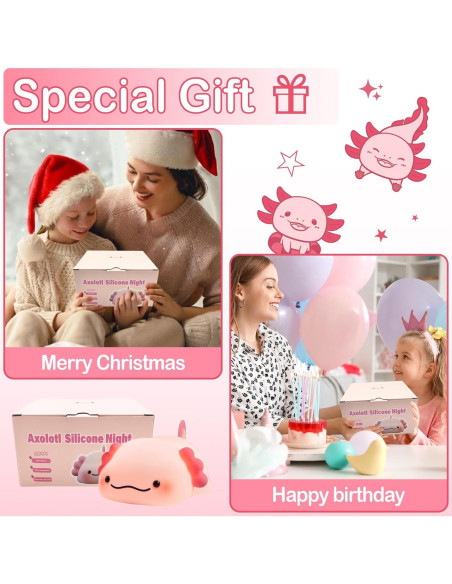 Luz Nocturna Axolote Lettreq Recargable 14.66cm para Niños