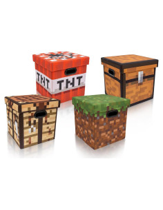 Set de 4 Bin de Almacenamiento Toynk Minecraft 33cm con Tapa