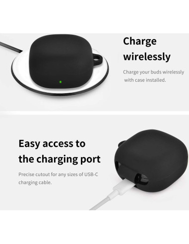 Funda de Silicona AIRSPO para Galaxy Buds 2 Pro/2/Live/FE - Negro