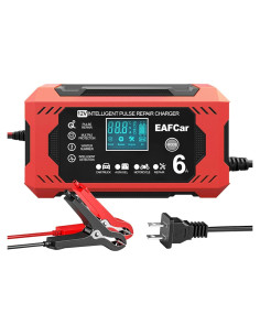 Cargador de Batería 12V EAFCar 6A Automático con LCD