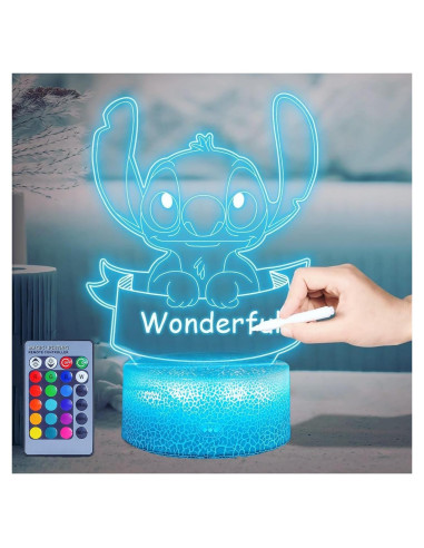 Luz Nocturna 3D Personalizada Hoofun con Control Remoto 16 Colores