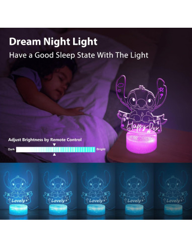 Luz Nocturna 3D Personalizada Hoofun con Control Remoto 16 Colores