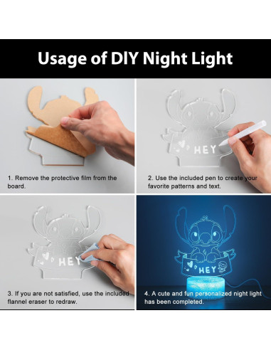 Luz Nocturna 3D Personalizada Hoofun con Control Remoto 16 Colores