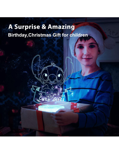 Luz Nocturna 3D Personalizada Hoofun con Control Remoto 16 Colores