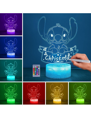 Luz Nocturna 3D Personalizada Hoofun con Control Remoto 16 Colores