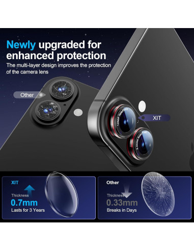 Protector de Lente de Cámara X-it para iPhone 16/16 Plus 2 Pcs
