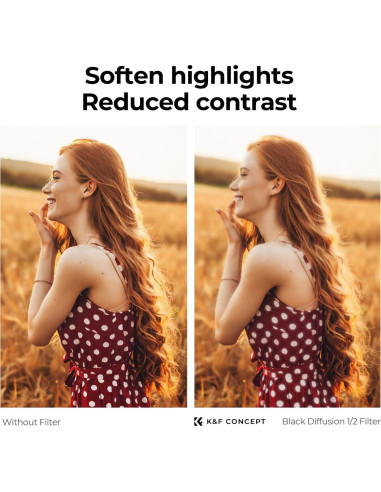 Filtro de Difusión Negra 1/8 K&F Concept 72mm - Efecto Cinemático