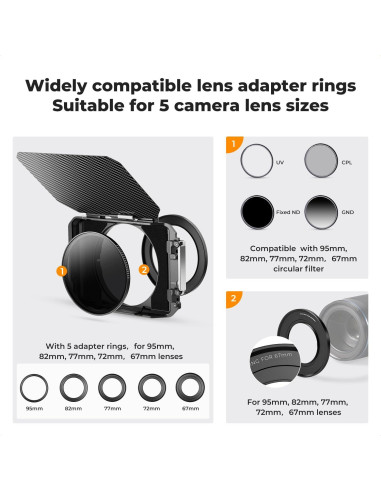 Caja Mate K&F CONCEPT para DSLR con Filtros Cuadrados 4x5.65