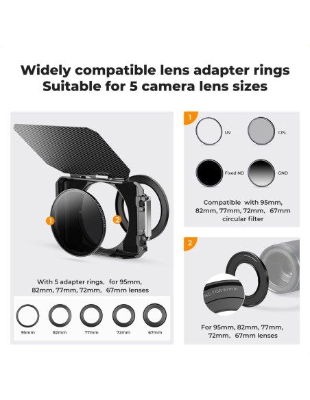 Caja Mate K&F CONCEPT para DSLR con Filtros Cuadrados 4x5.65