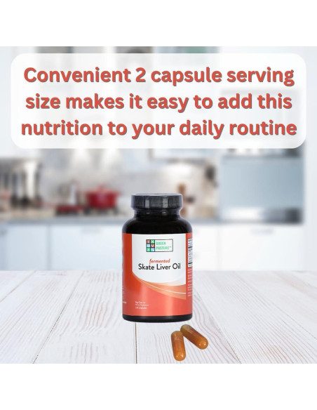Aceite de Hígado de Raya Fermentado Green Pasture - 120 Cápsulas