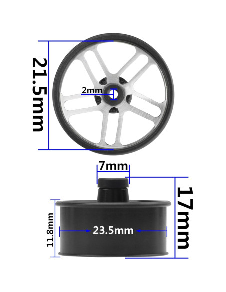 Llantas Mini 4WD RC Vgoohobby Aluminio 23.5mm Negras