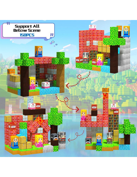 150 Piezas Bloques Magnéticos HenaBoo Juguetes STEM 3-8 Años