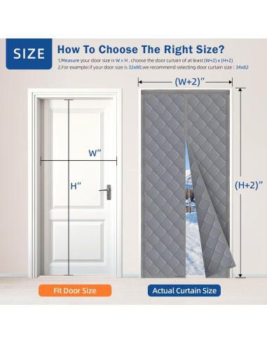 Cortina Aislante Magnética QNLONG 34x82 Pulgadas Gris