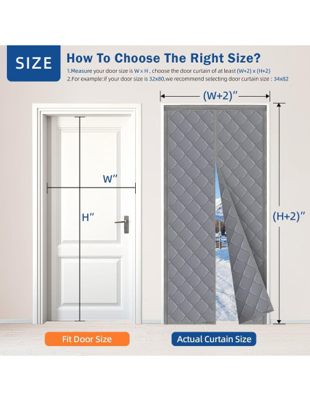 Cortina Aislante Magnética QNLONG 34x82 Pulgadas Gris