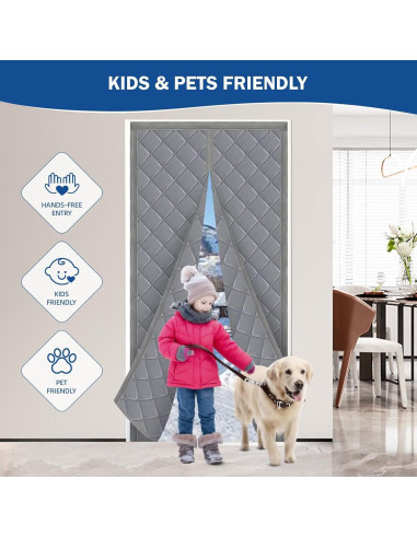 Cortina Aislante Magnética QNLONG 34x82 Pulgadas Gris