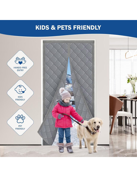 Cortina Aislante Magnética QNLONG 34x82 Pulgadas Gris