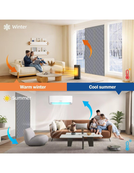 Cortina Aislante Magnética QNLONG 34x82 Pulgadas Gris