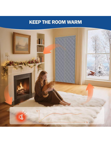 Cortina Aislante Magnética QNLONG 34x82 Pulgadas Gris