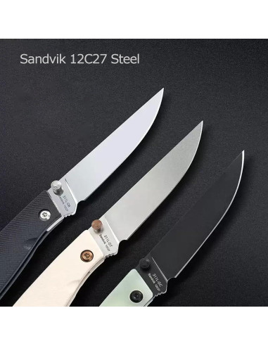 Cuchillo Plegable Sanrenmu 311L 80mm Acero 12C27 Mango G10 Negro