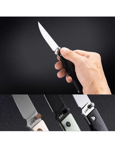 Cuchillo Plegable Sanrenmu 311L 80mm Acero 12C27 Mango G10 Negro