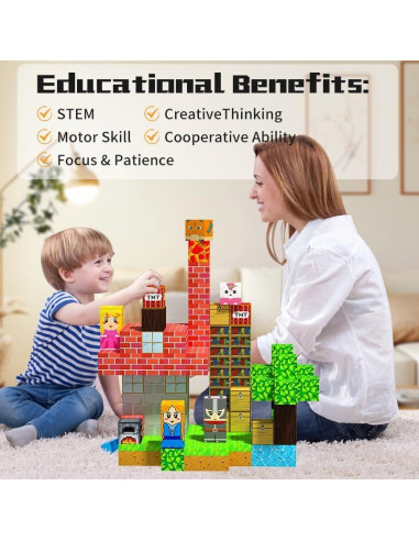 150 Piezas Bloques Magnéticos HenaBoo Juguetes STEM 3-8 Años