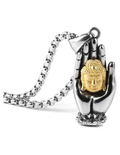 Collar de Oración Mala HZMAN de Acero Inoxidable con Buda