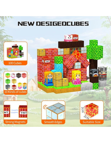 150 Piezas Bloques Magnéticos HenaBoo Juguetes STEM 3-8 Años