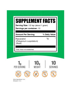 Polvo de Resveratrol BulkSupplements 10g - Antioxidante Natural 2