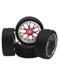 Set de 4 Ruedas Plásticas y Neumáticos Goma HIRCQOO 1/10