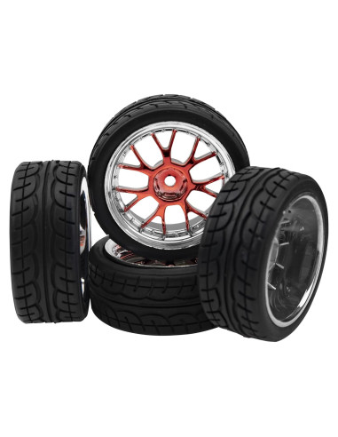 Set de 4 Ruedas Plásticas y Neumáticos Goma HIRCQOO 1/10