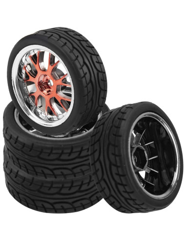 Set de 4 Ruedas Plásticas y Neumáticos Goma HIRCQOO 1/10