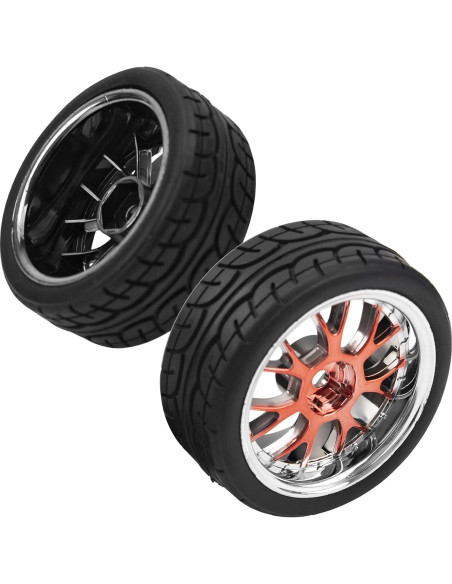 Set de 4 Ruedas Plásticas y Neumáticos Goma HIRCQOO 1/10