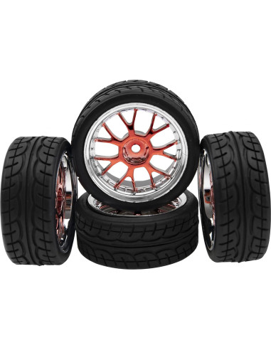 Set de 4 Ruedas Plásticas y Neumáticos Goma HIRCQOO 1/10