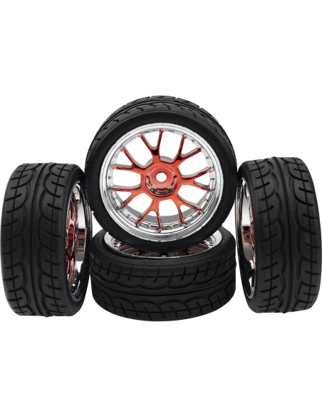 Set de 4 Ruedas Plásticas y Neumáticos Goma HIRCQOO 1/10