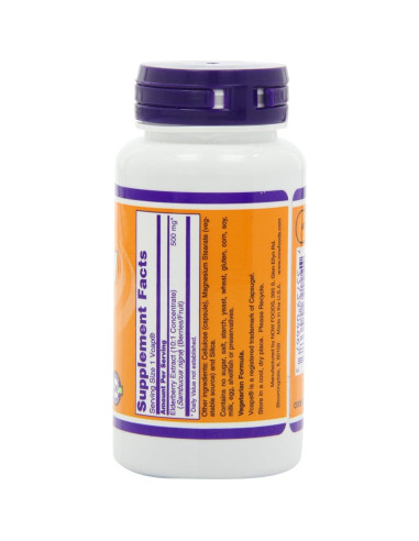 Saúco NOW Foods 500 mg 60 Cápsulas Veganas Sin Gluten