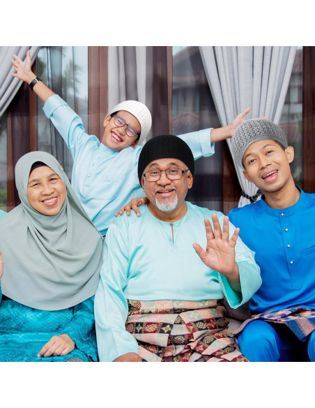 Conjunto de Gorras Kufi y Cuentas de Oración Musulmana Jiuguva