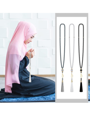 Conjunto de Gorras Kufi y Cuentas de Oración Musulmana Jiuguva