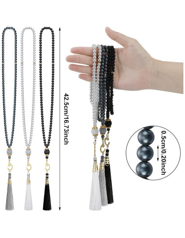 Conjunto de Gorras Kufi y Cuentas de Oración Musulmana Jiuguva