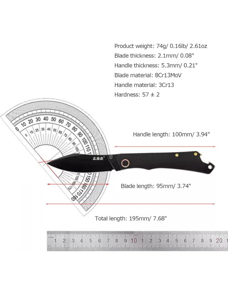 Cuchillo Plegable Sanrenmu 9306 Utility 95mm Negro