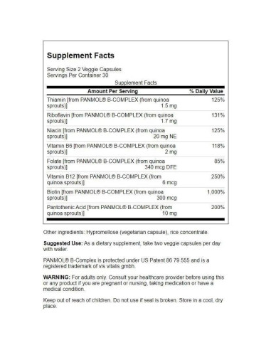 Complejo de Vitaminas B Veganas Swanson 60 Cápsulas