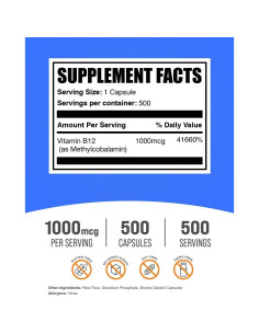 Cápsulas de Vitamina B12 Methylcobalamina BulkSupplements 1000mcg 2