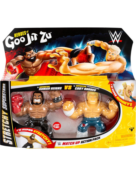 Heroes de Goo Jit Zu WWE Paquete de 2 Figuras Roman Reigns y Cody Rhodes