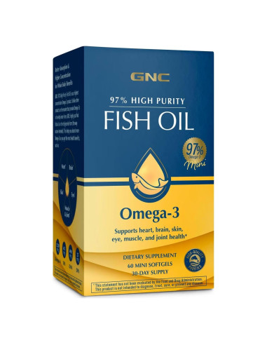 Suplemento Omega-3 GNC Aceite de Pescado 60 Mini Softgels