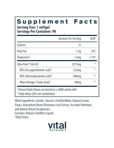 Aceite de Pescado Omega-3 Vital Nutrients 675mg 90 Gelatinas 2