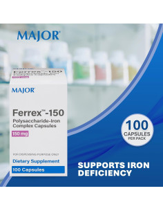 Suplemento de Hierro Major Ferrex-150 150mg 100 Cápsulas 2
