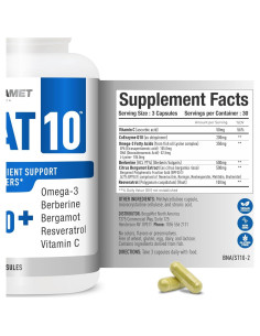 Suplemento Cardiaco BergaMet CoQ10 STAT10 90 Cápsulas 1700 mg 2