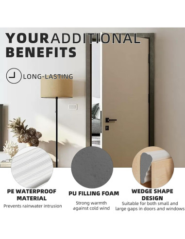 Sellos de Puerta Conwang 2 Piezas Espuma Aislante 3.5-8 mm