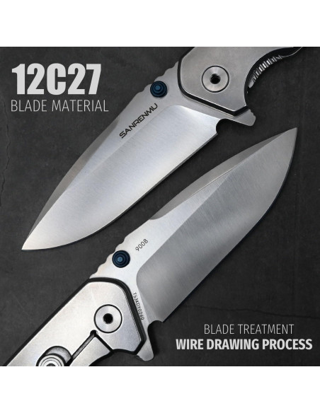 Cuchillo Plegable SANRENMU SRM 9008 Acero Inoxidable 12C27 Cuchillo Plegable SANRENMU SRM 9008 Acero Inoxidable 12C27